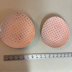 Prima Design Ceramic Pink and Gold Polka Dot Plates